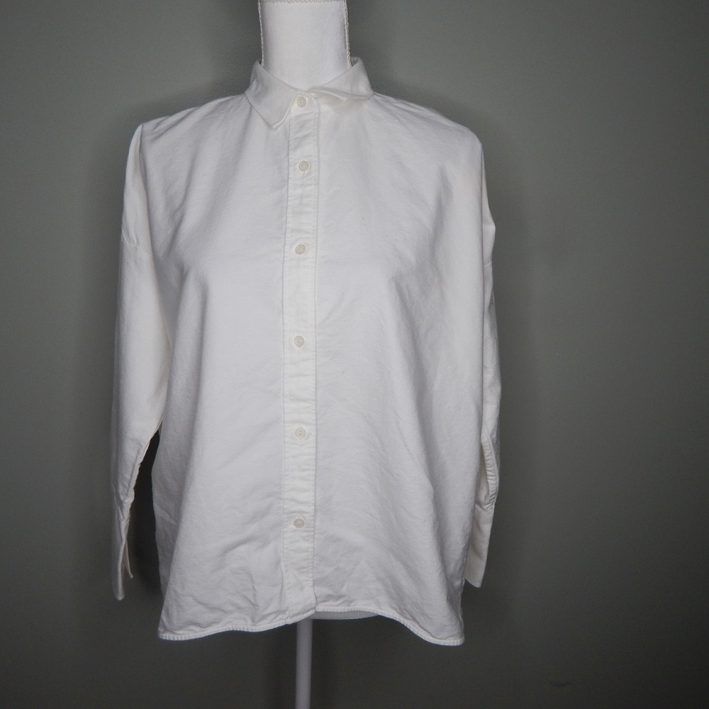 everlane women linen shirt sz 0 white EUC